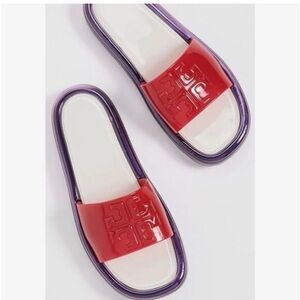 Tory Burch Red and White Slide Sandals
